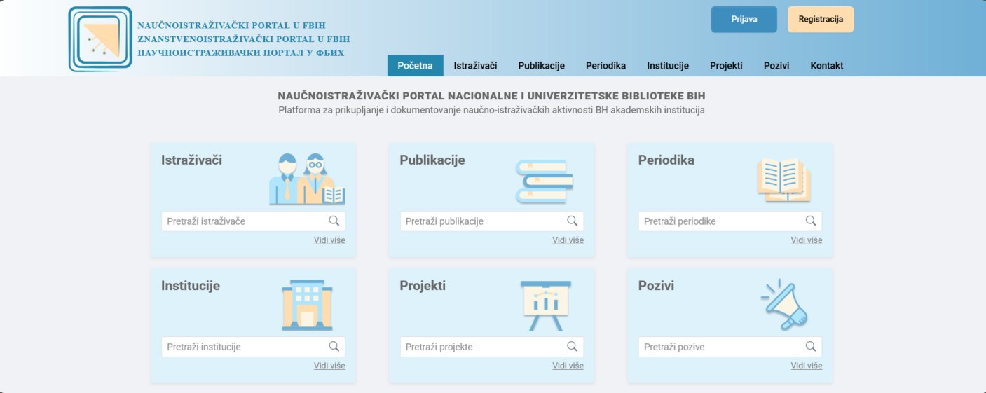 Scientific Research Portal of the Federation of BiH — homepage